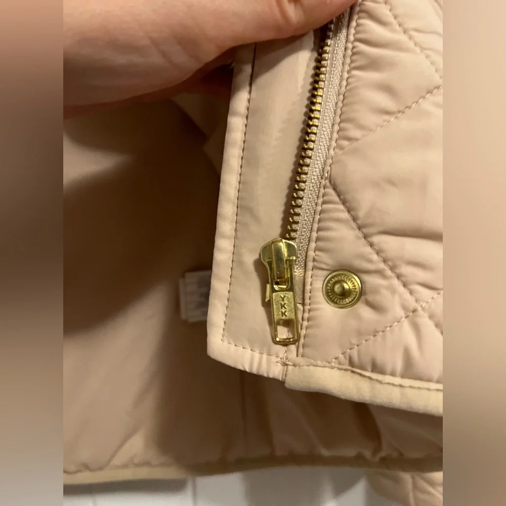 J.Crew Quilted Puffer Jacket Tan Gold Hardware Size Small | Classic Preppy Fall - Picture 6 of 11